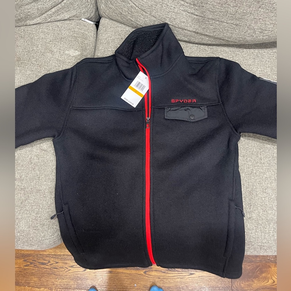 Brand New size small spyder black zip up sweater.